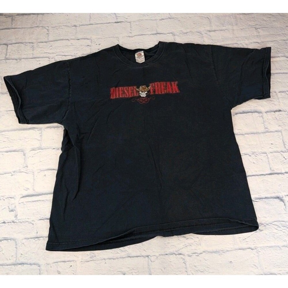 Diesel Freak Shirt Adult XL Black Mechanic Garage Biker Motorcycle Skull Trucker